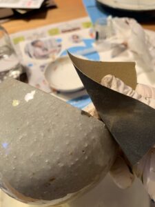 金継ぎのペーパー掛け